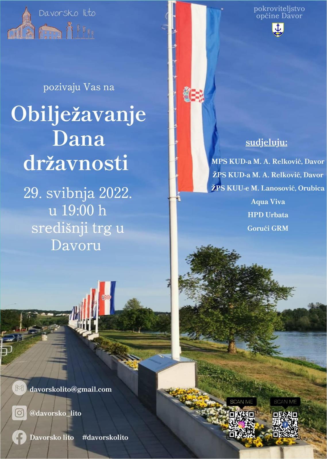 Općina Davor vas poziva na obilježavanje Dana državnosti